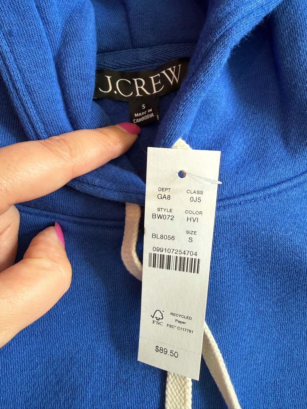 J.Crew Heritage fleece cropped hoodie in Harbor View NWT Small - Picture 7 of 11